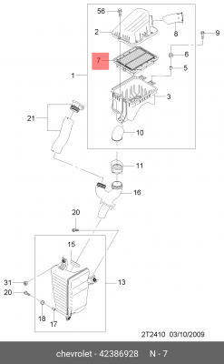 Фильтр воздушный DAEWOO Kalos (03-) (1.2/1.4) CHEVROLET Aveo OE 42386928 GENERAL MOTORS