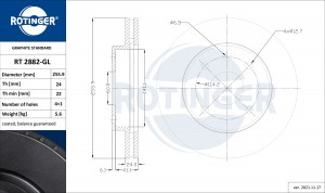 RT 2882-GL Диск тормозной графитовый RT 2882-GL ROTINGER