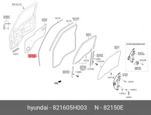 Уплотнитель двери HYUNDAI HD65,72,78 боковой нижний OE 821605H003 HYUNDAI KIA
