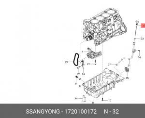 Щуп уровня масла SSANGYONG Actyon (12-) (G20D) OE 1720100172 SSANG YONG