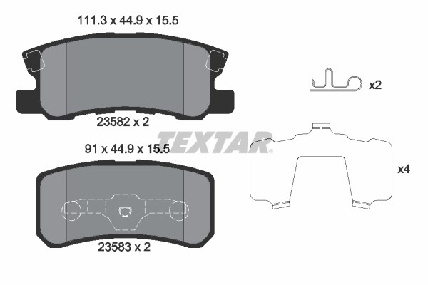Колодки тормозные MITSUBISHI ASX,Outlander (06-),Pajero (00-) задние (4шт.) TEXT 2358202 TEXTAR