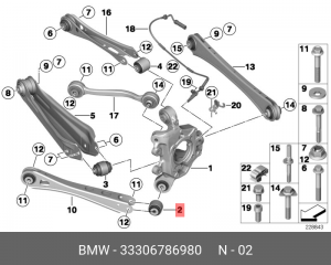 Сайлентблок BMW X3 (E83) рычага подвески задней задний OE 33 30 6 786 980 BMW