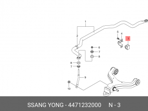 Втулка стабилизатора SSANGYONG Actyon Sports (12-) переднего OE 4471232000 SSANG YONG
