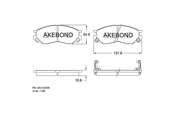 Колодки тормозные дисковые MITSUBISHI Montero (Pajero) 91-97 AN-433WK AN433WK AKEBONO