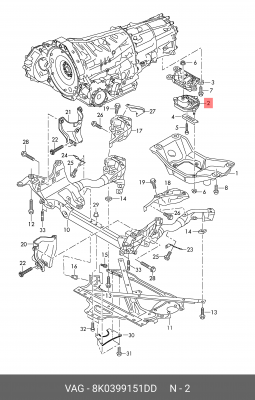 подушка КПП!\ Audi A6/A7 11>/Q5 08-17 8K0 399 151 DD VAG
