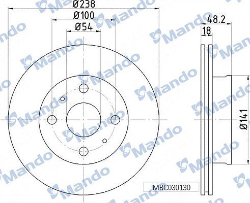 Диск тормозной TOYOTA Corolla (92-95) передний (1шт.) MANDO MBC030130 MANDO