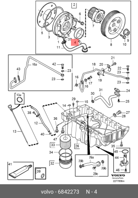 Сальник коленвала VOLVO S60,S80,XC60,XC90 передний OE 6842273 VOLVO