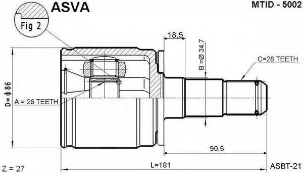 ШРУС ВНУТРЕННИЙ ЛЕВЫЙ 26x34.7x28 [12] MTID5002 MTID5002 ASVA