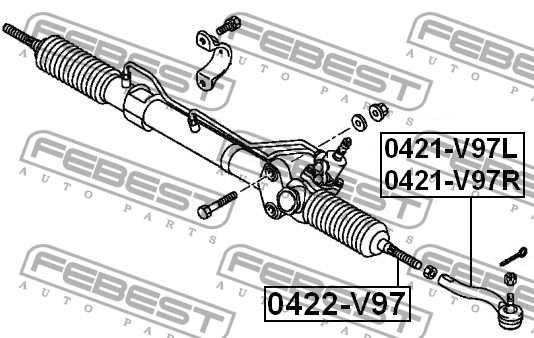 Наконечник рулевой левый MITSUBISHI PAJERO 06- 0421-V97L 0421-V97L FEBEST