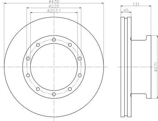 Диск тормозной SCANIA (430/203x45/131) (1шт.) TEXTAR 93086800 TEXTAR