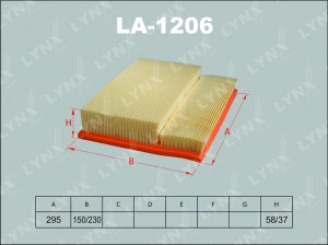 фильтр воздушный! 230x295x58\ MB W202 1.8-2.8/2.0D/CDi-2.5D/TD 93>/W163 2.3-5.5  LA-1206 LYNXAUTO