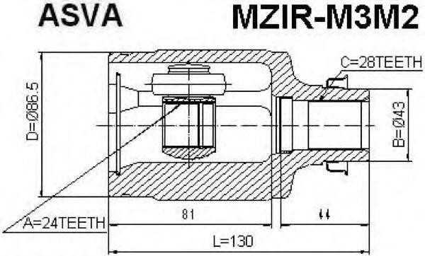 ШРУС ВНУТРЕННИЙ ПРАВЫЙ 24x43x28 MZIRM3M2 MZIR-M3M2 ASVA