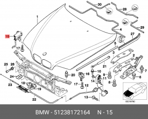 Крюк BMW 5 (E39) предохранительный замка капота OE 51 23 8 172 164 BMW