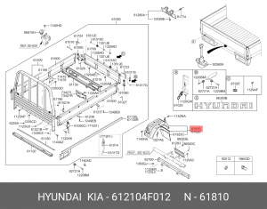 Брызговик HYUNDAI Porter 2 задний левый OE 612104F012 HYUNDAI KIA