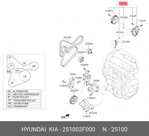 помпа!\ Hyundai Ix35 2.0CRDi 10>, KIA Sportage 2.0CRDi 09>/Sorento 2.2CRDi 09> 25100-2F000 MOBIS