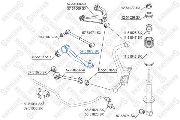 рычаг задней подвески передний нижний!\ Hyundai Sonata EF 99-01 57-51072-SX STELLOX