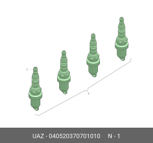 Свеча зажигания ЗМЗ-40524,406 ЕВРО-3,2 ключ 16 (1шт.) (ОАО УАЗ) 040520370701010 UAZ UAZ