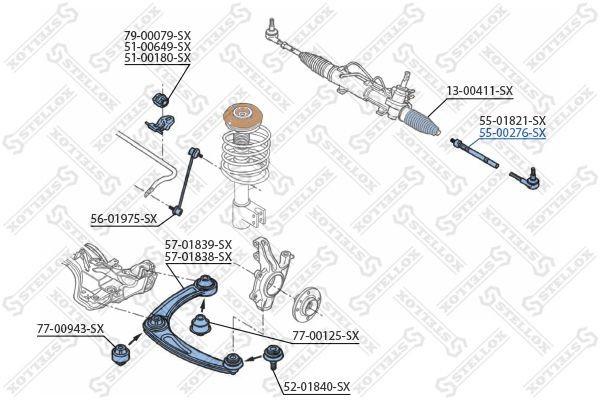 тяга рулевая!\ Citroen C4 all 04>, Peugeot 307 all 00> 55-00276-SX STELLOX