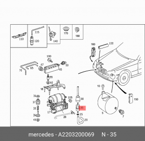 фильтр компрессора!\MB W220 5.0 98-05 A 220 320 00 69 MERCEDES BENZ