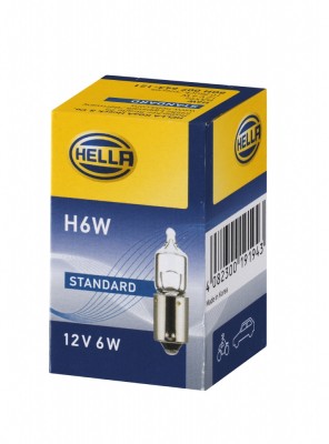 лампа! лампа! (H6W) 12V 6W BAX9s галогенная для стояночных огней и поворотников\ 8GH007643-121 HELLA