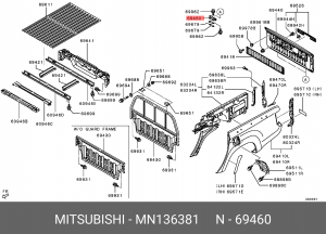 петля двери! багажника\ Mitsubishi L200 06> MN136381 MITSUBISHI