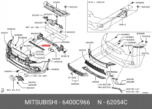 усилитель бампера переднего!\ Mitsubishi Lancer 07-17 6400C966 MITSUBISHI