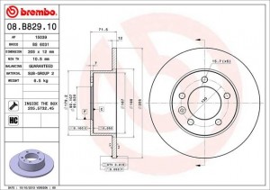 Диск тормозной RENAULT Master передний (1шт.) BREMBO 08.B829.10 BREMBO