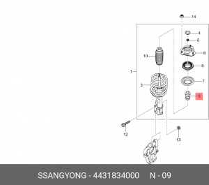 Отбойник амортизатора SSANGYONG Actyon (10-) переднего (1шт.) OE 4431834000 SSANG YONG