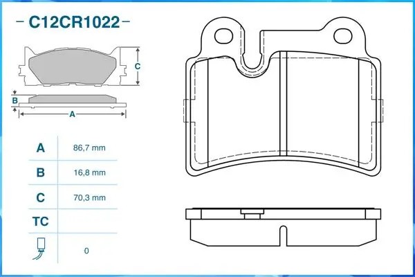 Тормозные колодки задние Low Metallic C12CR1022 C12CR1022 CWORKS