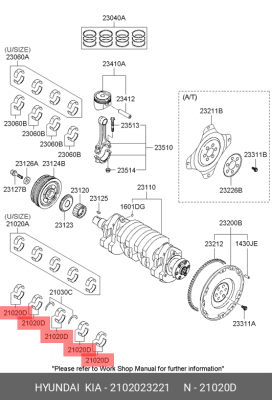Вкладыши коренные 2102023221 HYUNDAI KIA