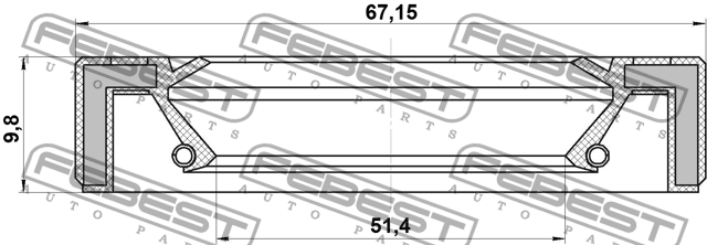 Сальник ступичный передний SSANG YONG REXTON 2001-2013 95GAY-53671010X 95GAY-53671010X FEBEST