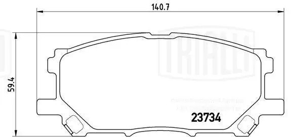 Колодки торм. Lexus RX (03-)/Toyota Harrier (03-) диск. перед. (PF 4346) PF 4346 TRIALLI