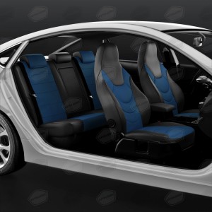 Авточехлы универсальные экокожа черно-синие комплект Recaro AVTOLIDER UREK310303 AVTO LIDER 1