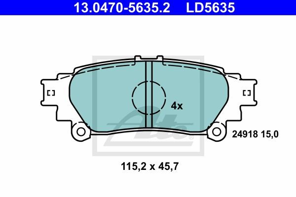 13.0470-5635.2 колодки дисковые задние!\ Lexus RX 350 09> 13.0470-5635.2 ATE