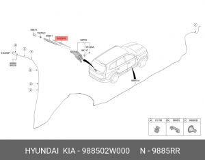 Щетка стеклоочистителя HYUNDAI Santa Fe (12-) задняя OE 98850-2W000 HYUNDAI KIA