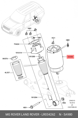 пневмоподушка задняя!\ Land Rover Range Rover 13> LR034262 LAND ROVER