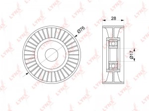 ролик натяжной! без натяжителя, 76x28\ MB W204/S204/W203/W211/W212/Sprinter 2.0  PB-5313 LYNXAUTO