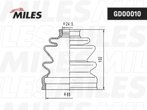 Пыльник ШРУСа наружный левый HYUNDAI SONATA EF GD00010 GD00010 MILES