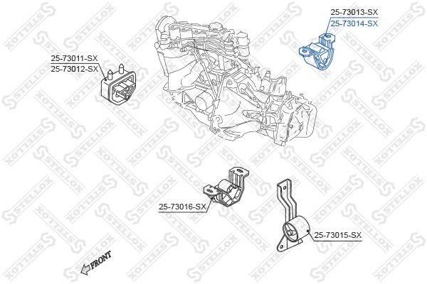 подушка ДВС задняя!\ Daewoo Lanos АКПП all 97>/Lanos МКПП VIN: 323915> 97> 25-73014-SX STELLOX