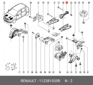 Опора двигателя ЛАДА X-Ray RENAULT Clio (13-) задняя (тяга) OE 112381035R RENAULT