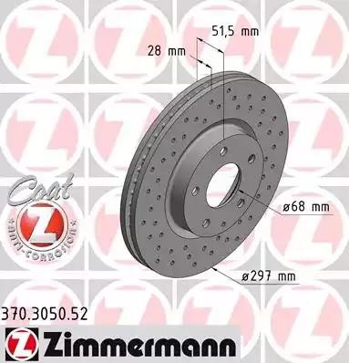 диск тормозной !Sport перед. 297x28/52-5x114 \ Mazda 6/CX-5 2.0/2.2TD 11> 370.3050.52 ZIMMERMANN
