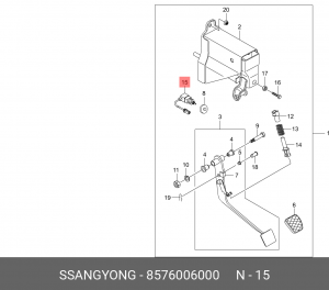 Выключатель SSANGYONG Actyon (06-),Kyron (05-),Rexton (02-) (M/T) педали сцеплен 8576006000 SSANG YONG