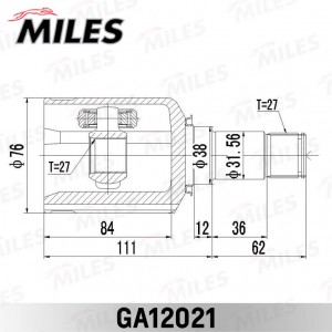 ШРУС внутренний правый MERCEDES BENZ E-CLASS 212/S-CLASS 221 4 MATIC 2004-2013 G GA12021 MILES