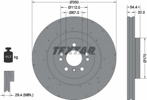 92254405 диск тормозной передний!\ MB W166 2.5-3.5 11> 92254405 TEXTAR