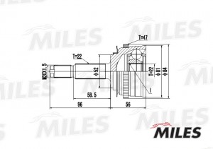 ШРУС наружный CHEVROLET LACETTI/DAEWOO LANOS 1.4-1.5 97- (с ABS) (GKN 305302) GA GA20049 MILES