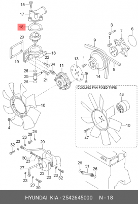 Прокладка HYUNDAI HD65,72,County дв.D4DB,D4DD термостата OE 2542645000 HYUNDAI KIA