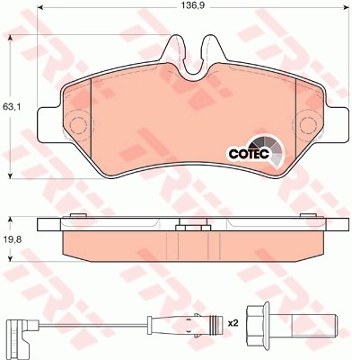 Колодки задние MERCEDES SPRINTER (906), VW CRAFTER GDB1697 GDB1697 TRW
