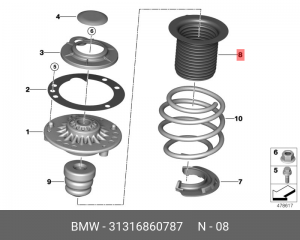 Пыльник амортизатора BMW 1 (F40) переднего (1шт.) OE 31 31 6 860 787 BMW