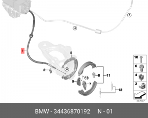трос ручника задний правый! 34436772104\ BMW X5(E70) all 07> 34 43 6 870 192 BMW