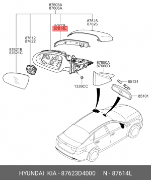 Повторитель поворота KIA Optima (16-) правый (в зеркало) OE 87623D4000 HYUNDAI KIA